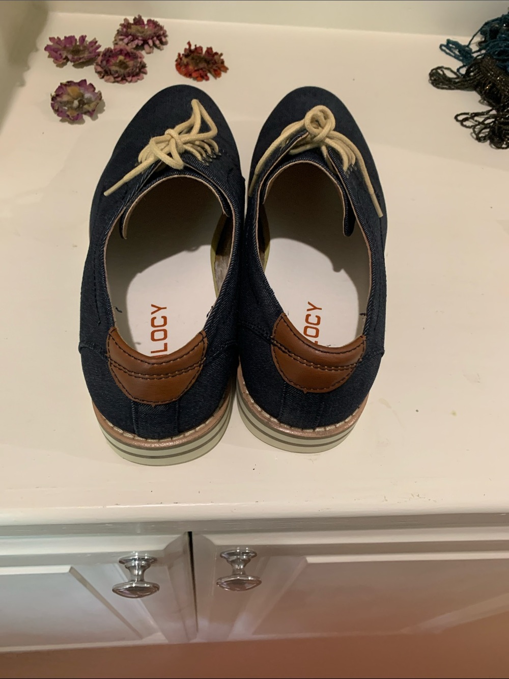 Vilocy Men's Navy Denim Canvas Lace-Up Casual Shoes 10W - Picture 4 of 5